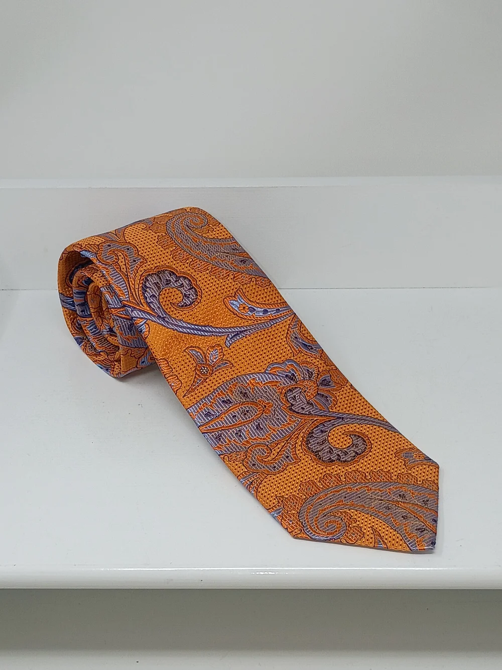 Cremieux Orange Paisley Men's Tie - Classic Silk Look